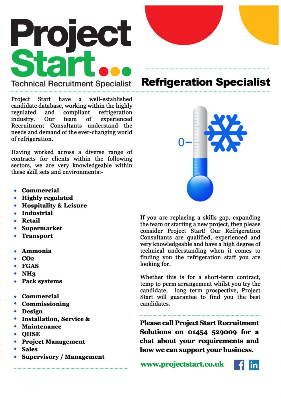 Refrigeration Services Do you need our help? Project Start